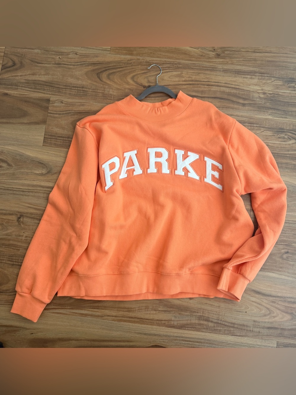 Parke Mockneck Orange Creamsicle Sweatshirt with White Font